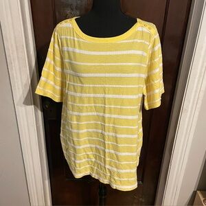 Croft & Barrow women's Yellow Striped cotton Blend T-Shirt